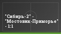 "Сибирь-2" - "Мостовик-Приморье" - 1:1