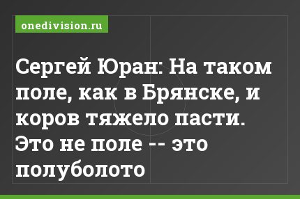 Сергей Юран: На таком поле, как в Брянске, и коров тяжело пасти. Это не поле -- это полуболото