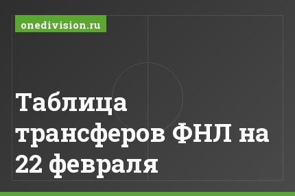 Таблица трансферов ФНЛ на 22 февраля