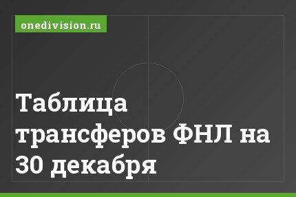 Таблица трансферов ФНЛ на 30 декабря