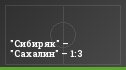 "Сибиряк" – "Сахалин" – 1:3