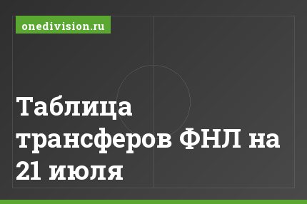 Таблица трансферов ФНЛ на 21 июля