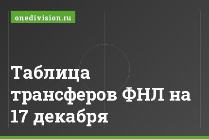 Таблица трансферов ФНЛ на 17 декабря