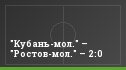 "Кубань-мол." – "Ростов-мол." – 2:0
