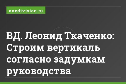 ВД. Леонид Ткаченко: Строим вертикаль согласно задумкам руководства