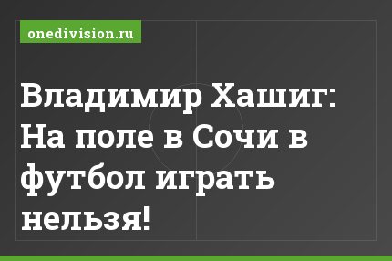 Владимир Хашиг: На поле в Сочи в футбол играть нельзя!