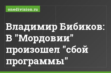 Владимир Бибиков: В "Мордовии" произошел "сбой программы"