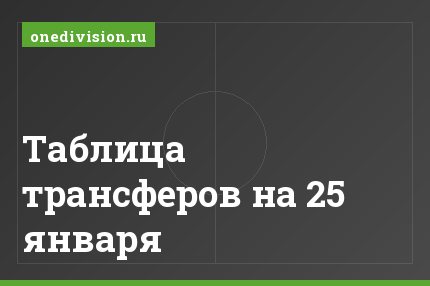 Таблица трансферов на 25 января
