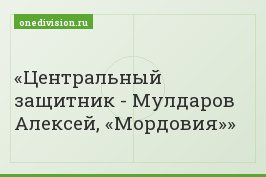 Центральный защитник - Мулдаров Алексей, «Мордовия»