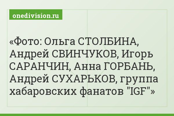 Фото: Ольга СТОЛБИНА, Андрей СВИНЧУКОВ, Игорь САРАНЧИН, Анна ГОРБАНЬ, Андрей СУХАРЬКОВ, группа хабаровских фанатов "IGF"