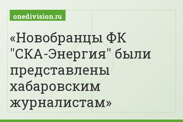 Новобранцы ФК "СКА-Энергия" были представлены хабаровским журналистам