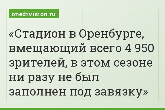 Стадион в Оренбурге, вмещающий всего 4 950 зрителей, в этом сезоне ни разу не был заполнен под завязку