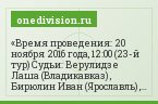 Время проведения: 20 ноября 2016 года, 12:00 (23-й тур) Судьи: Верулидзе Лаша (Владикавказ) , Бирюлин Иван (Ярославль) , Филипкин Андрей…