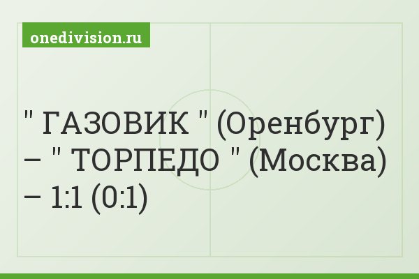 " ГАЗОВИК " (Оренбург) – " ТОРПЕДО " (Москва) – 1:1 (0:1)