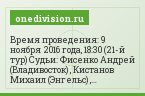 Время проведения: 9 ноября 2016 года, 18:30 (21-й тур) Судьи: Фисенко Андрей (Владивосток) , Кистанов Михаил (Энгельс) , Филимонов Александр…