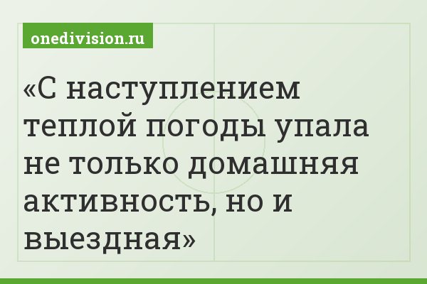 С наступлением теплой погоды упала не только домашняя активность, но и выездная