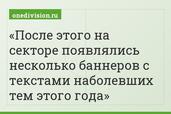 После этого на секторе появлялись несколько баннеров с текстами наболевших тем этого года