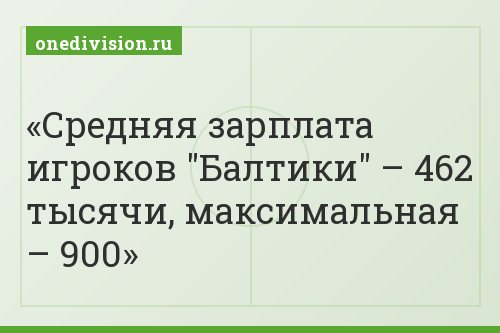 Средняя зарплата игроков "Балтики" – 462 тысячи, максимальная – 900