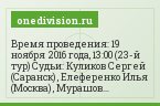 Время проведения: 19 ноября 2016 года, 13:00 (23-й тур) Судьи: Куликов Сергей (Саранск) , Елеференко Илья (Москва) , Мурашов Валентин (Москва)…