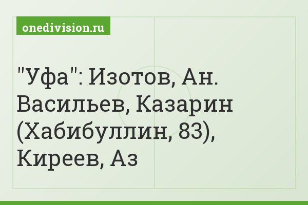 "Уфа": Изотов, Ан. Васильев, Казарин (Хабибуллин, 83), Киреев, Аз