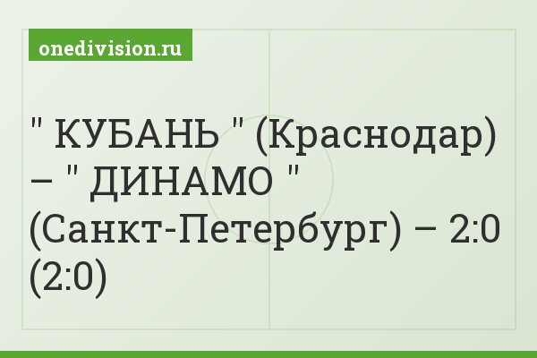 " КУБАНЬ " (Краснодар) – " ДИНАМО " (Санкт-Петербург) – 2:0 (2:0)
