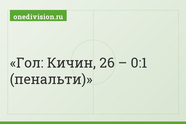Гол: Кичин, 26 – 0:1 (пенальти)